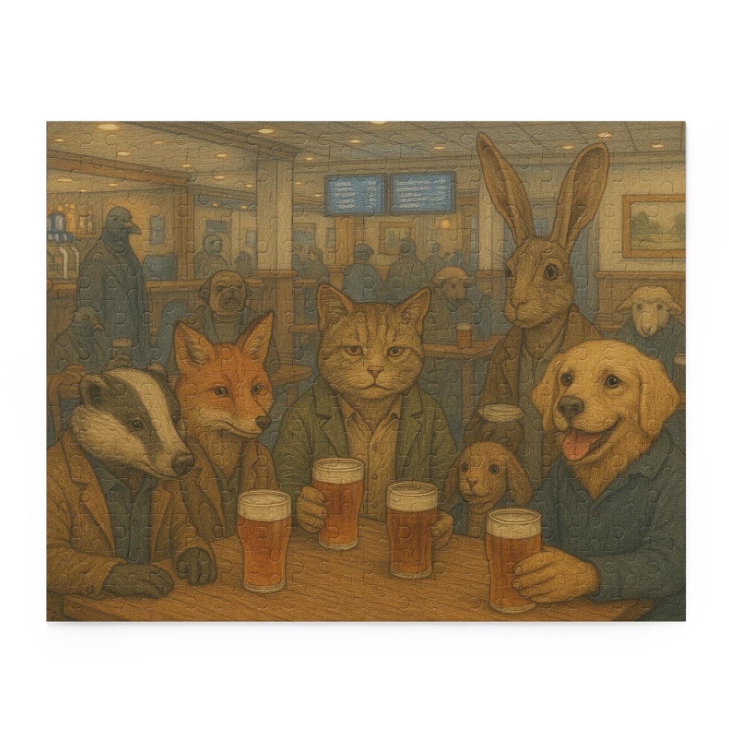 Animal Pub Puzzles - 120, 252, 500-Piece, Fun for Game Nights, Unique Gifts, Family Activities, Cozy Evenings, Home Decor