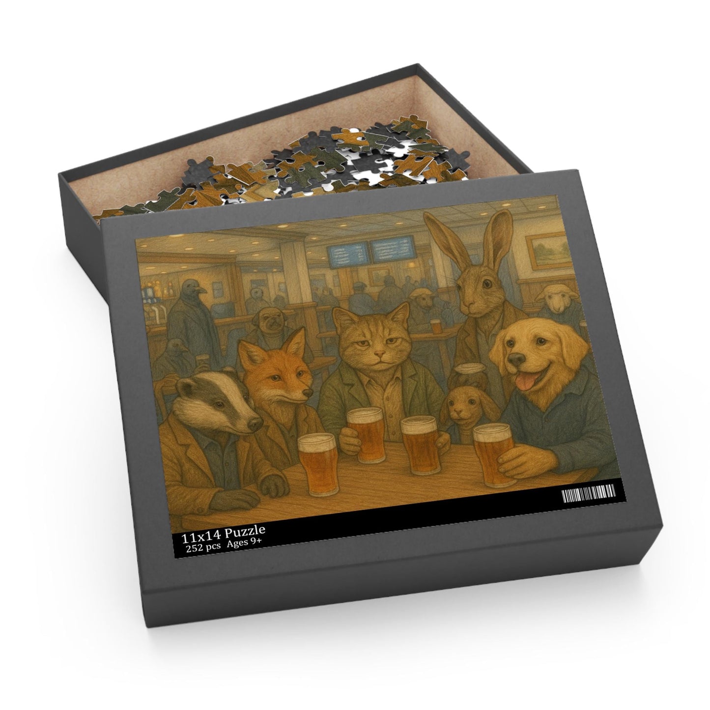 Animal Pub Puzzles - 120, 252, 500-Piece, Fun for Game Nights, Unique Gifts, Family Activities, Cozy Evenings, Home Decor