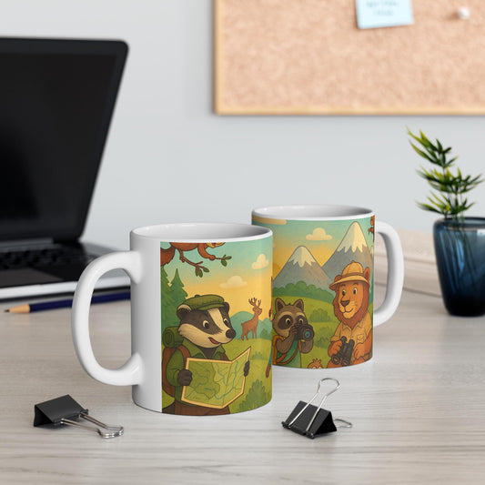 Nature Adventure Illustrated Mug, Cute Animal Mug, Coffee Cup for Animal Lovers, Gift for Hikers, Eco-Friendly Design, Camping Mug, [...]