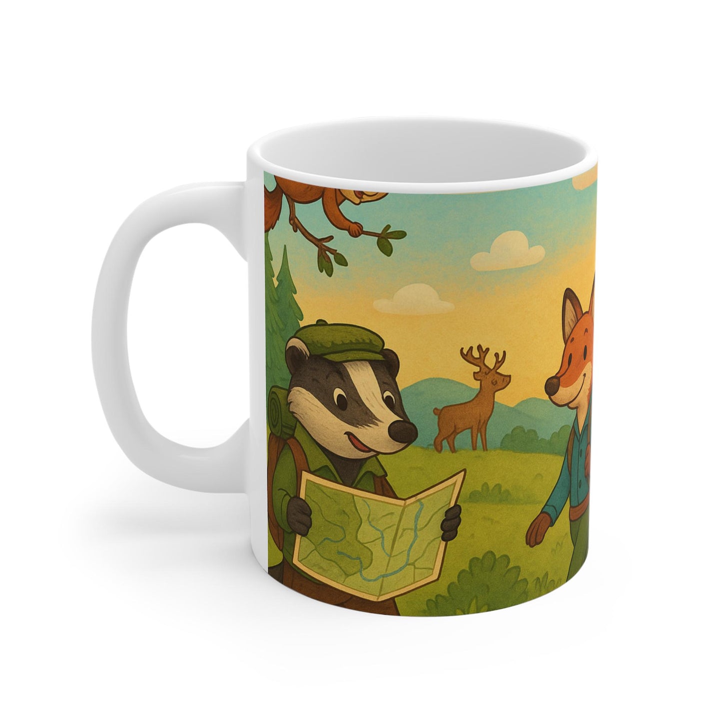 Nature Adventure Illustrated Mug, Cute Animal Mug, Coffee Cup for Animal Lovers, Gift for Hikers, Eco-Friendly Design, Camping Mug, [...]