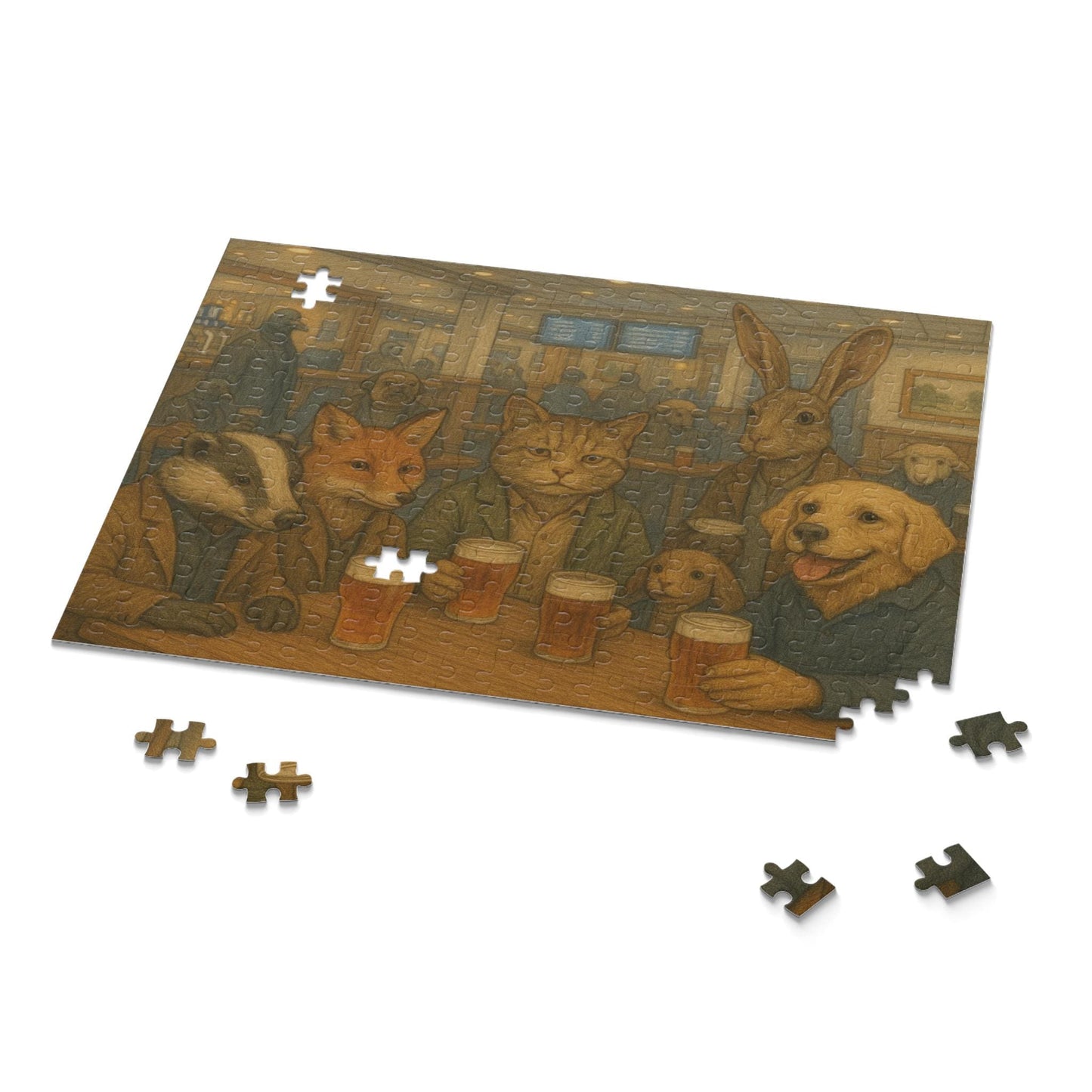 Animal Pub Puzzles - 120, 252, 500-Piece, Fun for Game Nights, Unique Gifts, Family Activities, Cozy Evenings, Home Decor